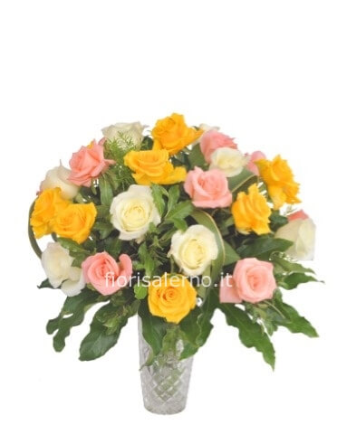 bouquet di 9 rose colorate