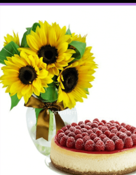 Girasoli e torta cheesecake