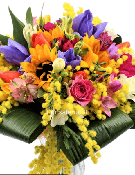 Bouquet fiori misti con mimosa