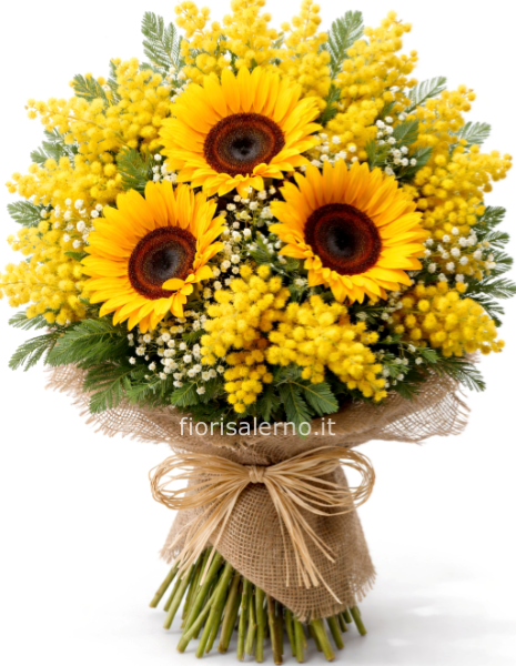 3 girasoli e mimosa